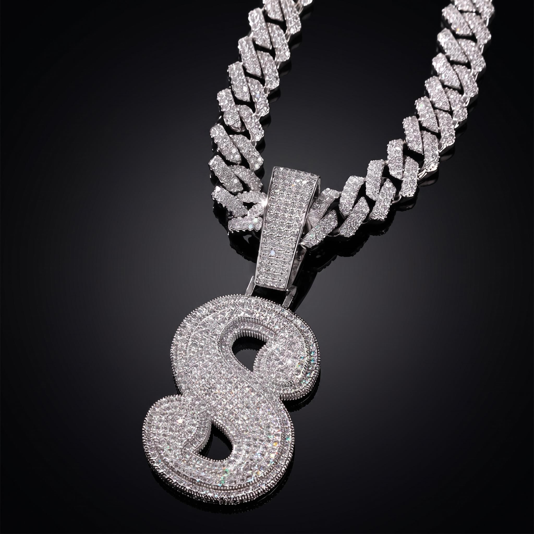 Iced 3D A-Z Letters Baguette Pendant