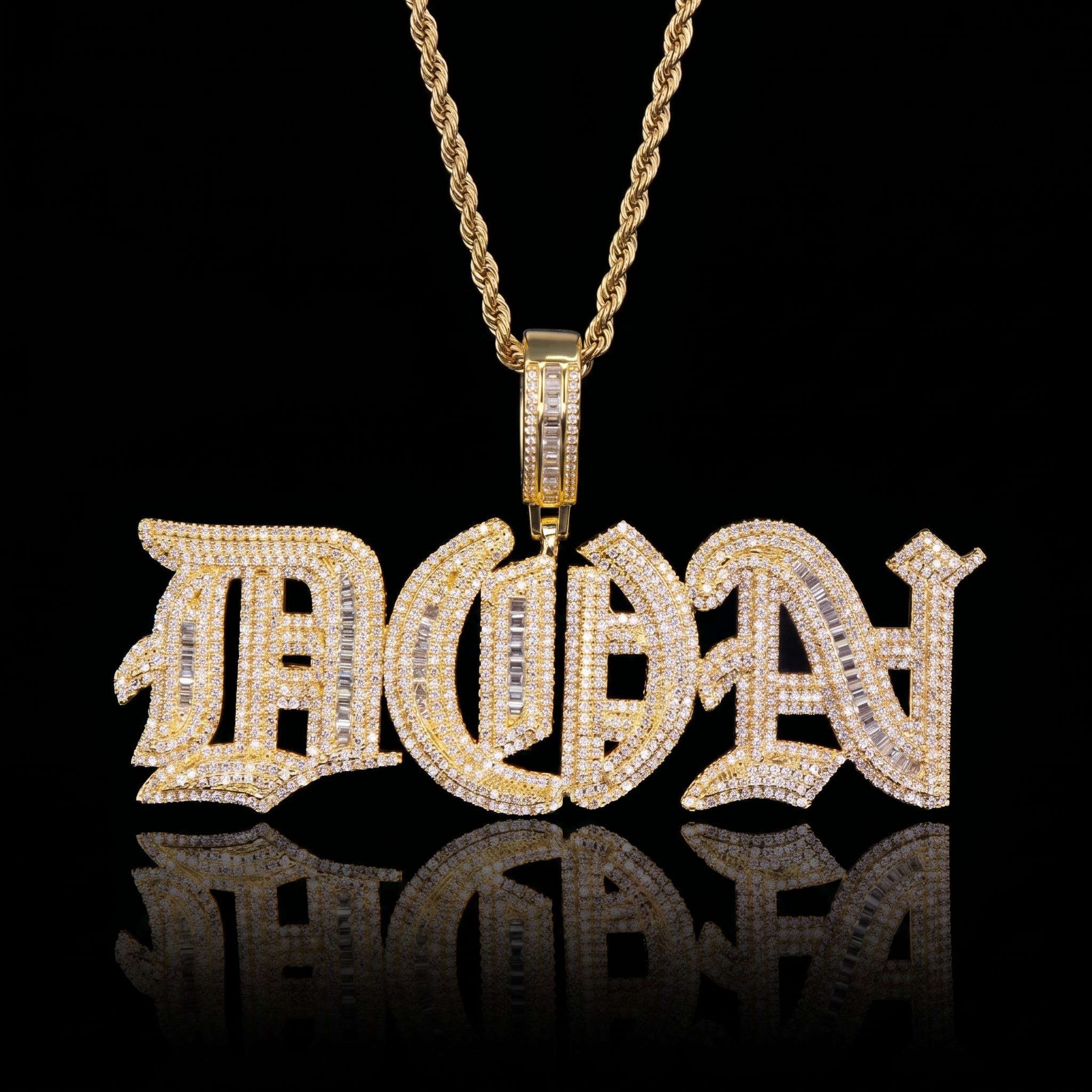 Custom Iced Baguette Old English Pendant Custom Iced Baguette Old English Pendant