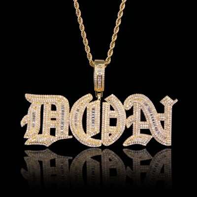 Custom Iced Baguette Old English Pendant