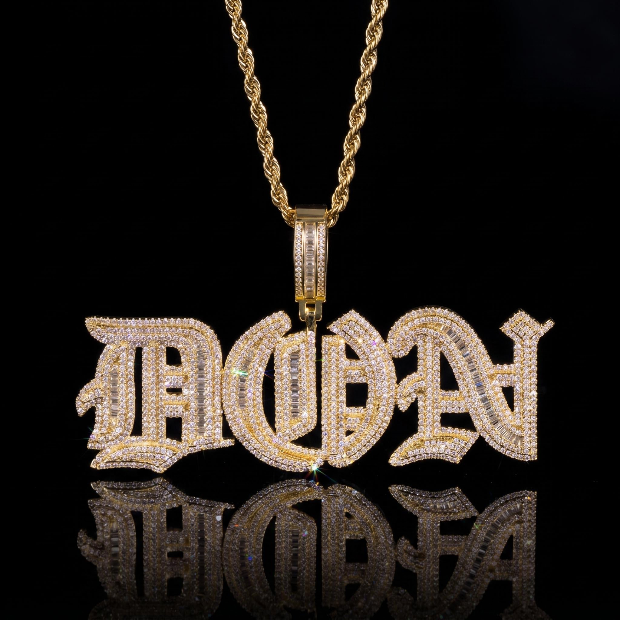 Custom Iced Baguette Old English Pendant Custom Iced Baguette Old English Pendant