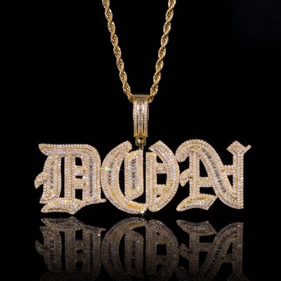 Custom Iced Baguette Old English Pendant
