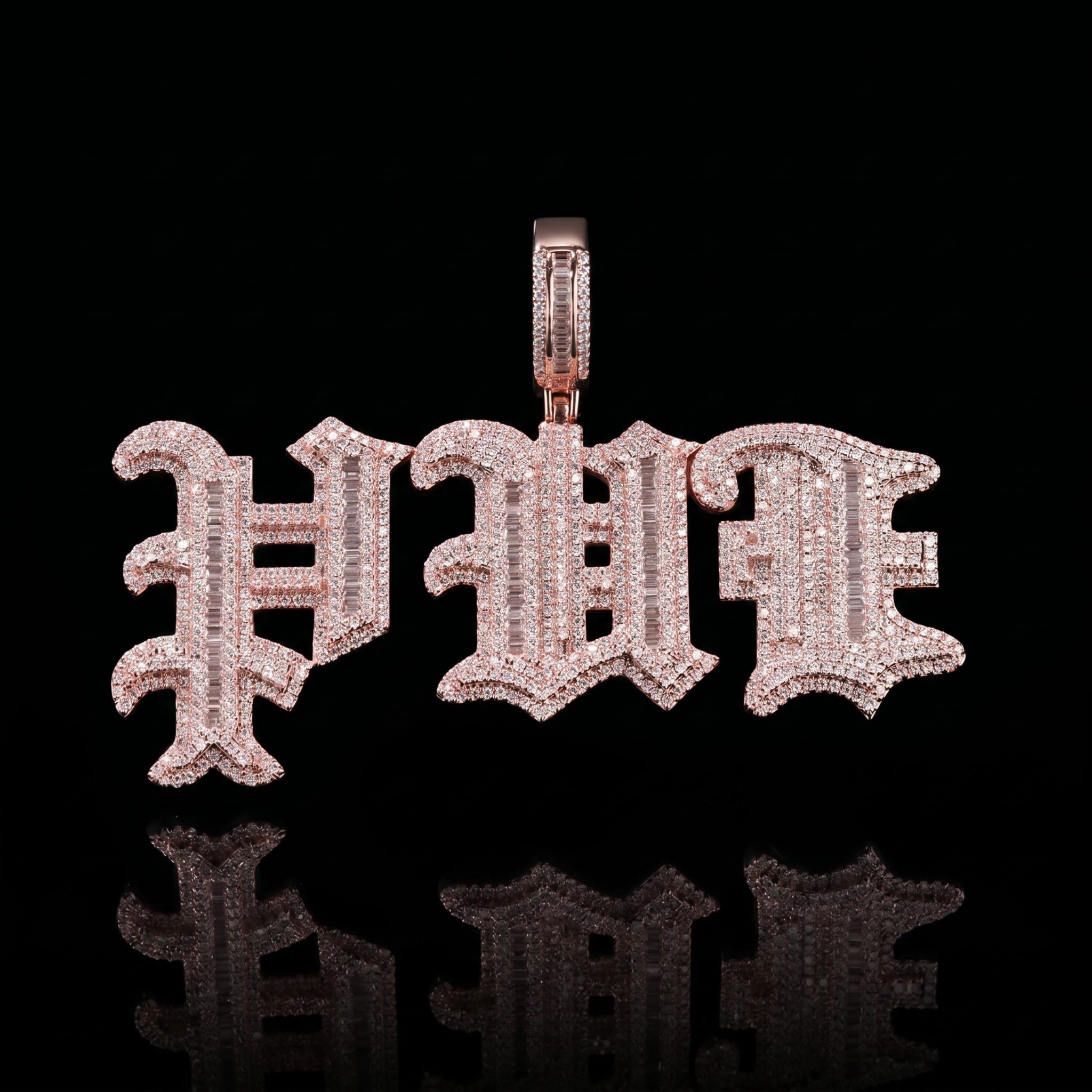 Custom Iced Baguette Old English Pendant Custom Iced Baguette Old English Pendant