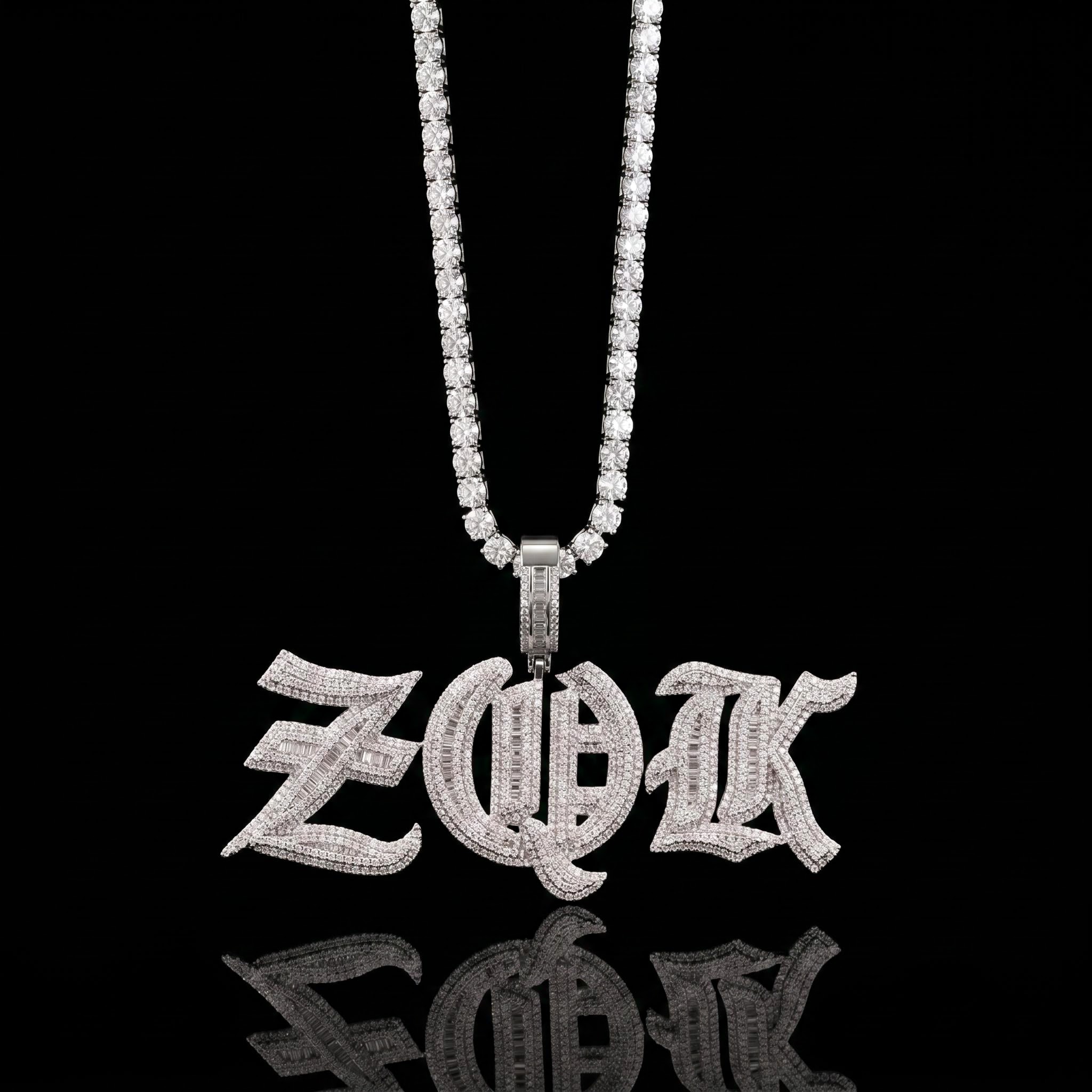 Custom Iced Baguette Old English Pendant Custom Iced Baguette Old English Pendant