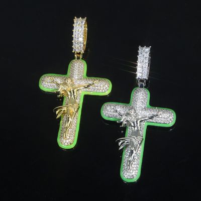 Iced Luminous Crucifix Cross Pendant