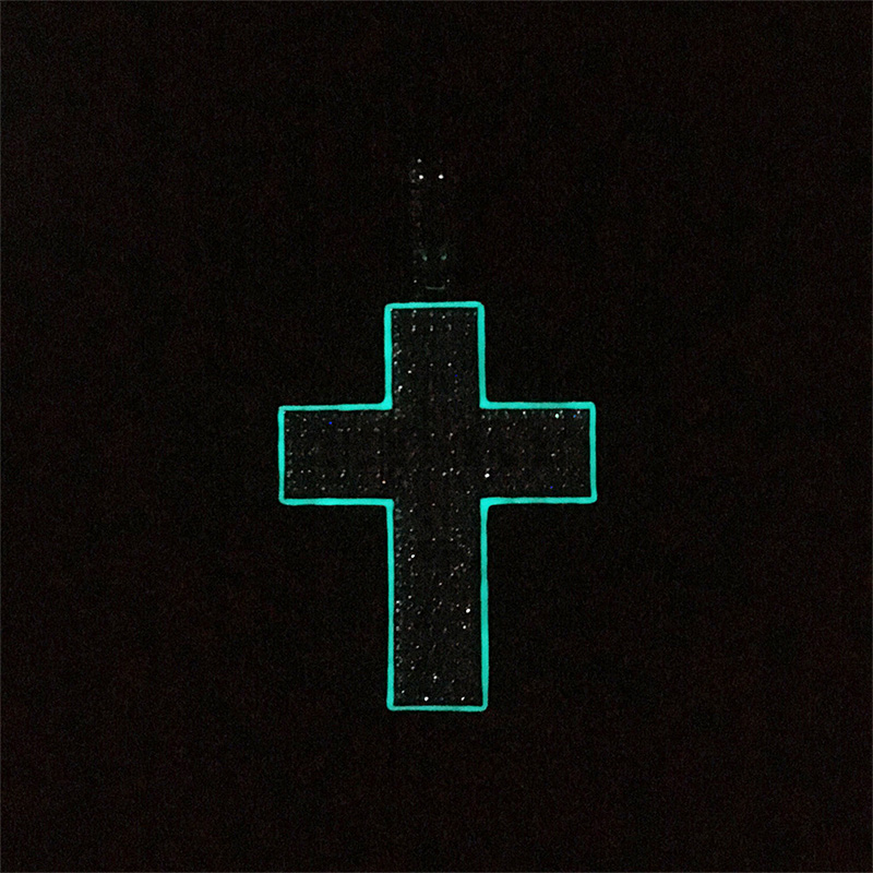 Glow in the Dark Baguette Cut Cross Pendant