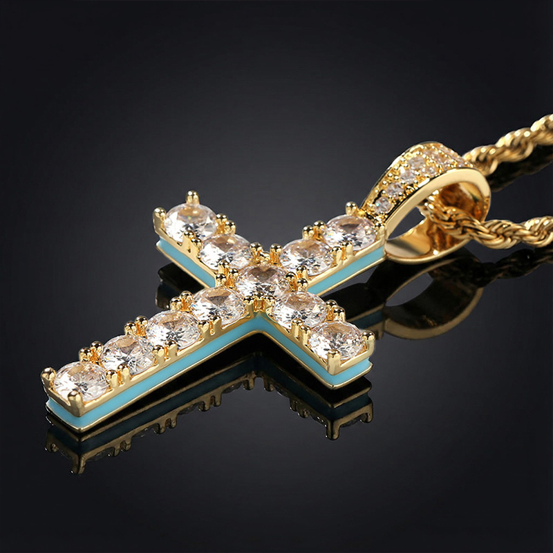 Glow in the Dark Iced Round Cut Cross Pendant Glow in the Dark Iced Round Cut Cross Pendant