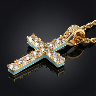 Glow in the Dark Iced Round Cut Cross Pendant