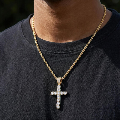 Glow in the Dark Iced Round Cut Cross Pendant