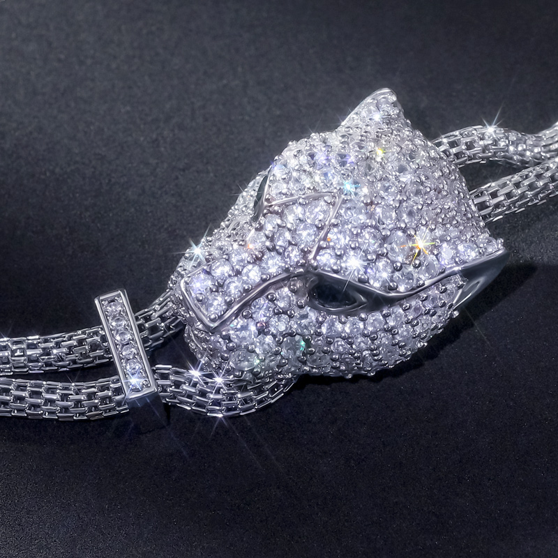 Iced Panther Pendant in 18K White Gold Plated