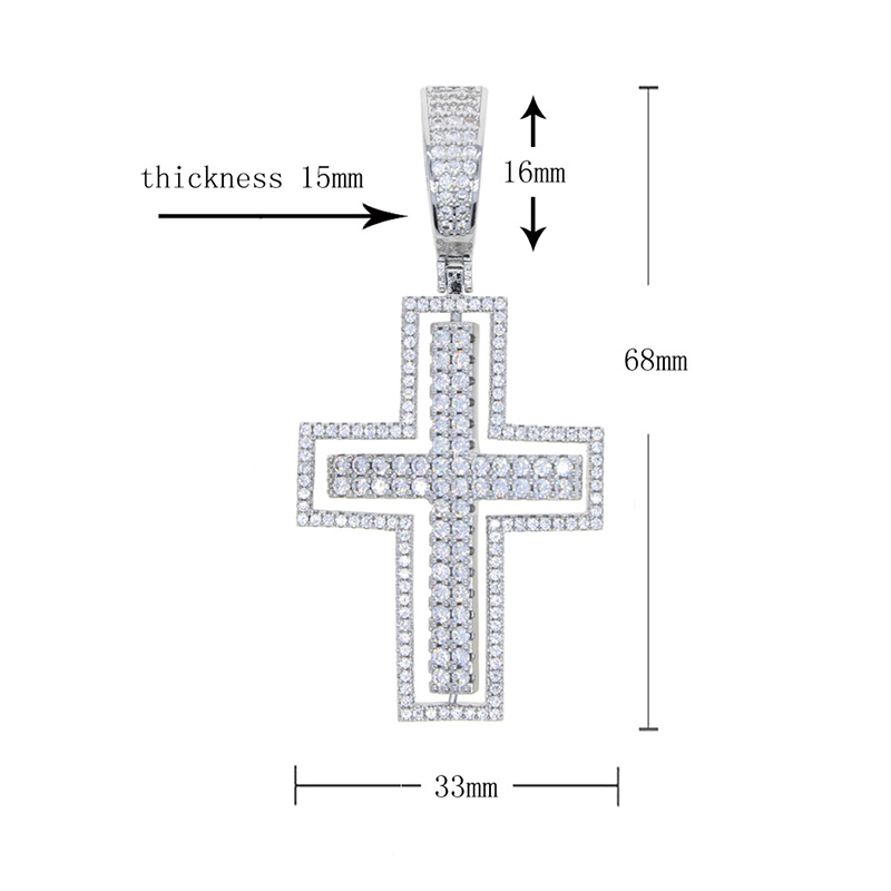 Iced Rotatable Cross Pendant in White Gold