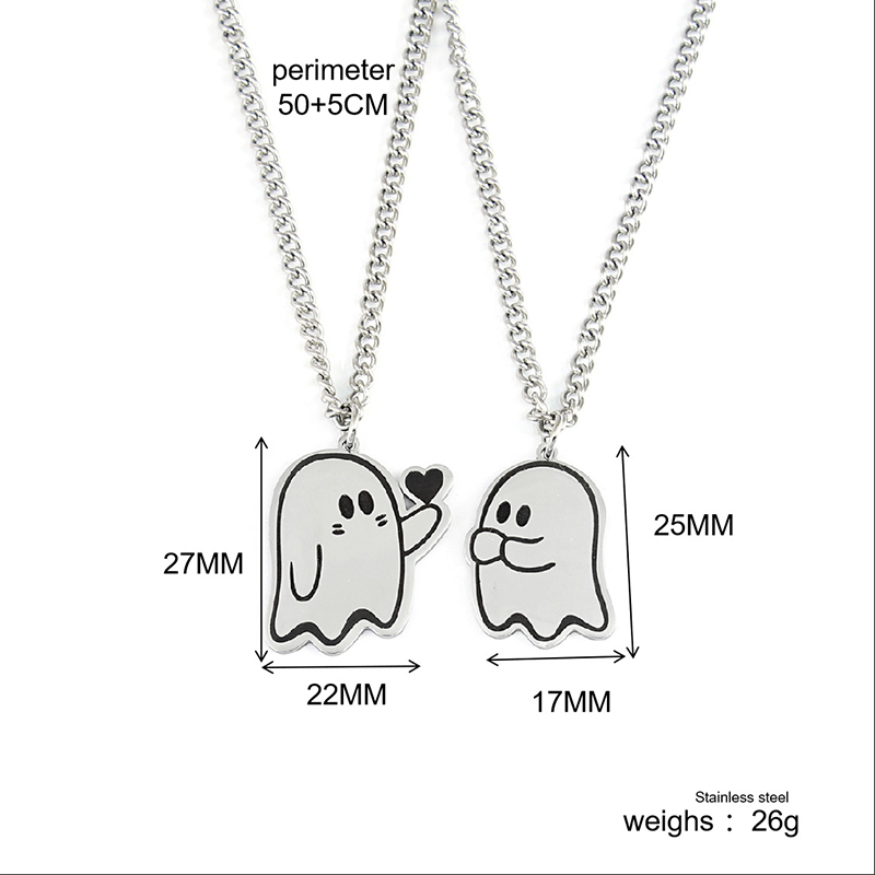 2pcs Lovely Heart Ghost Stainless Steel Pendant