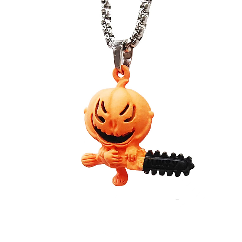 Halloween Funny Pumpkin with Chainsaw Pendant
