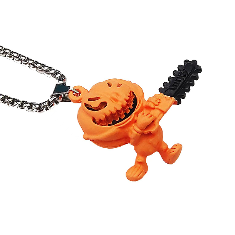 Halloween Funny Pumpkin with Chainsaw Pendant