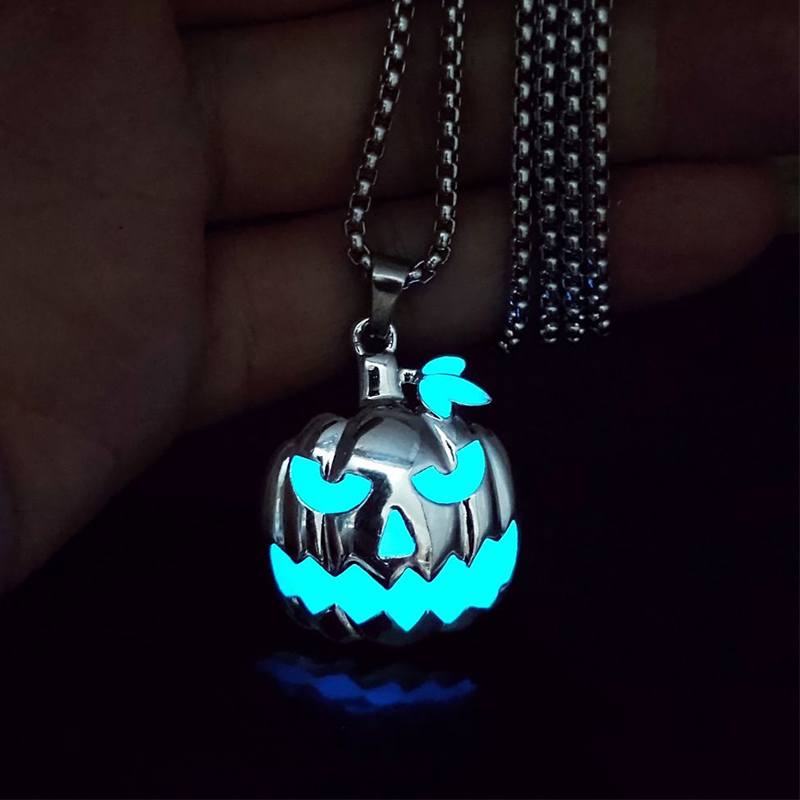 Halloween Glowing Pumpkin Pendant Necklace