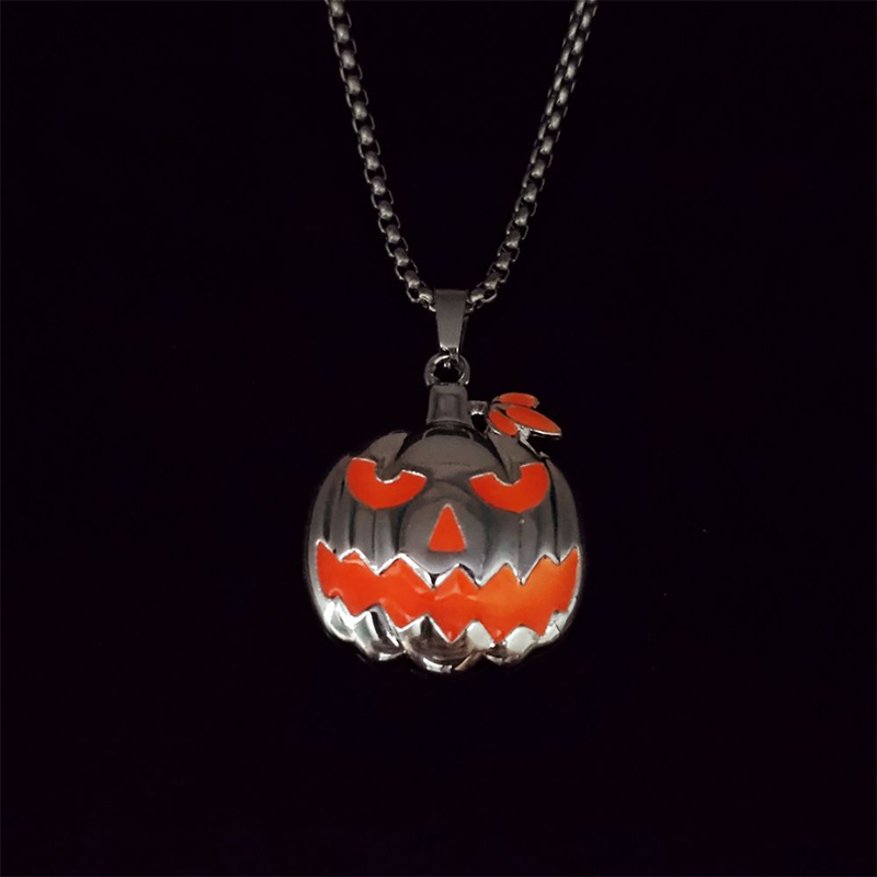 Halloween Glowing Pumpkin Pendant Necklace