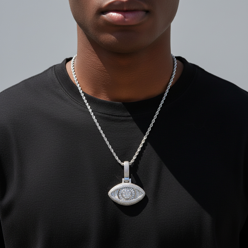 Iced Evil Eye Baguette Pendant Iced Evil Eye Baguette Pendant