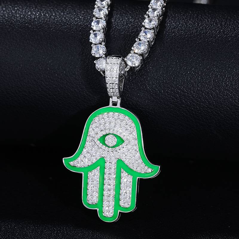 Iced Glow in the Dark Fatima Hand Pendant Iced Glow in the Dark Fatima Hand Pendant
