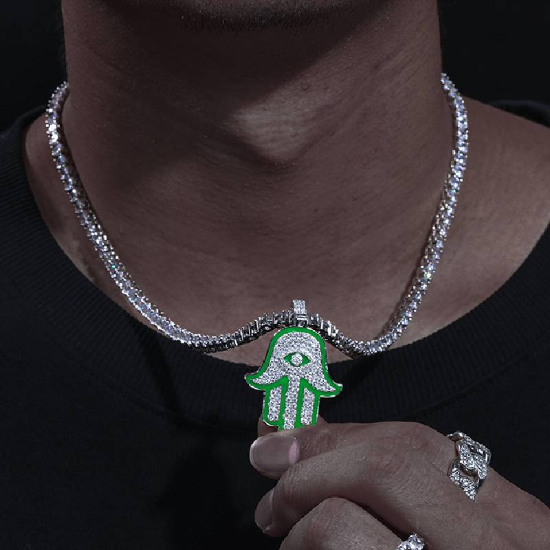 Iced Glow in the Dark Fatima Hand Pendant Iced Glow in the Dark Fatima Hand Pendant