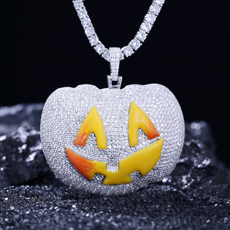 Micro Pave Halloween Luminous Pumpkin Pendant Micro Pave Halloween Luminous Pumpkin Pendant