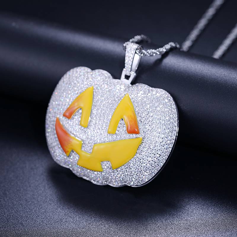 Micro Pave Halloween Luminous Pumpkin Pendant Micro Pave Halloween Luminous Pumpkin Pendant