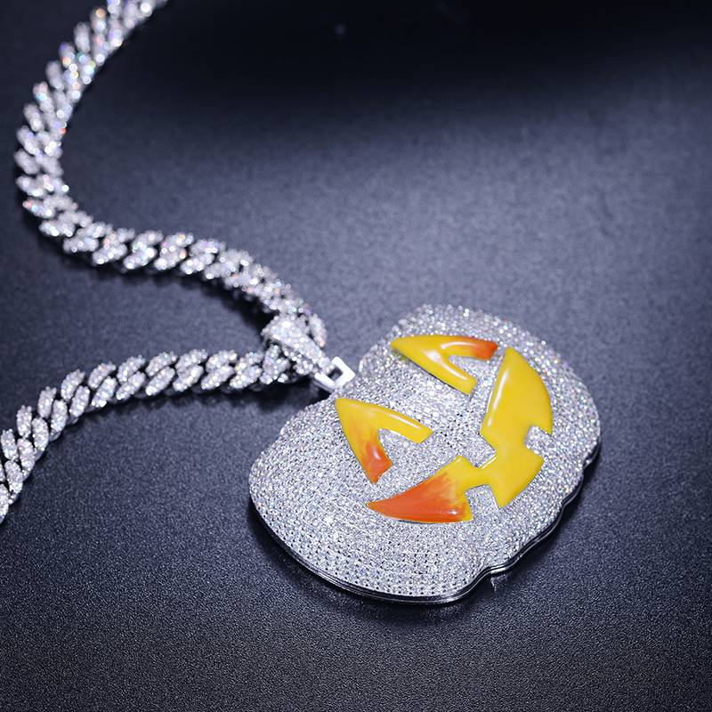 Micro Pave Halloween Luminous Pumpkin Pendant Micro Pave Halloween Luminous Pumpkin Pendant