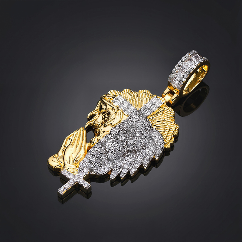 Half Jesus and Half Lion with Cross Two-tone Pendant Half Jesus and Half Lion with Cross Two-tone Pendant