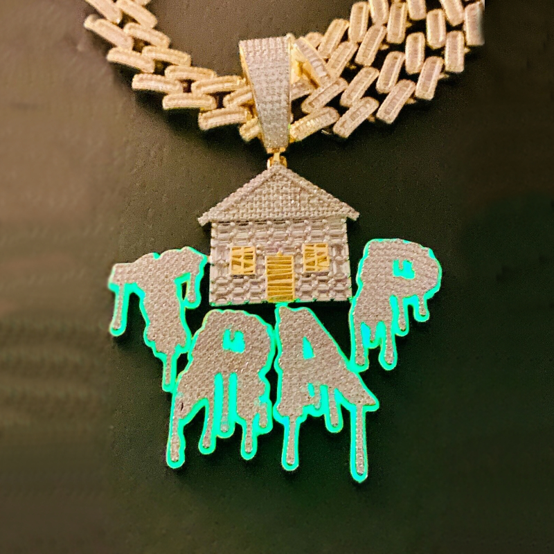 Iced Glow in the Dark Drip TRAP House Pendant