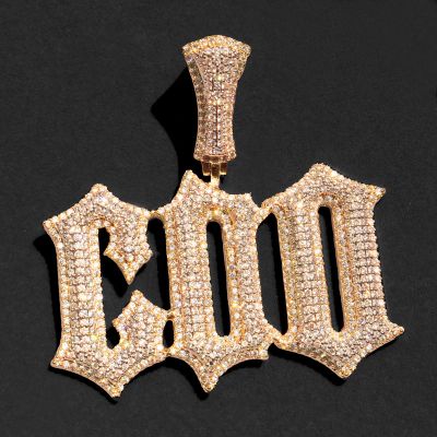 Custom Micro Paved Spiny Name Pendant