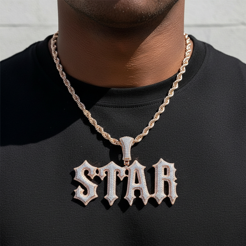 Custom Two-tone Spiny Name Pendant Custom Two-tone Spiny Name Pendant