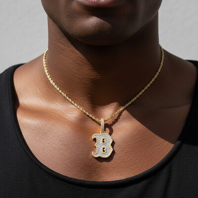 Iced Baguette Letter ‘B’ Pendant