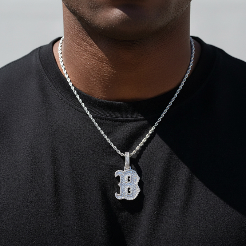 Iced Baguette Letter ‘B’ Pendant Iced Baguette Letter ‘B’ Pendant