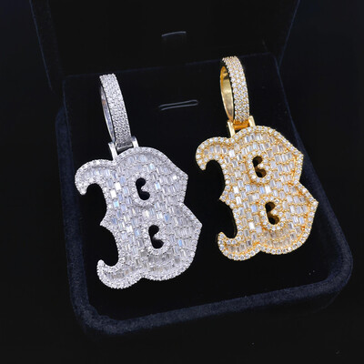 Iced Baguette Letter ‘B’ Pendant