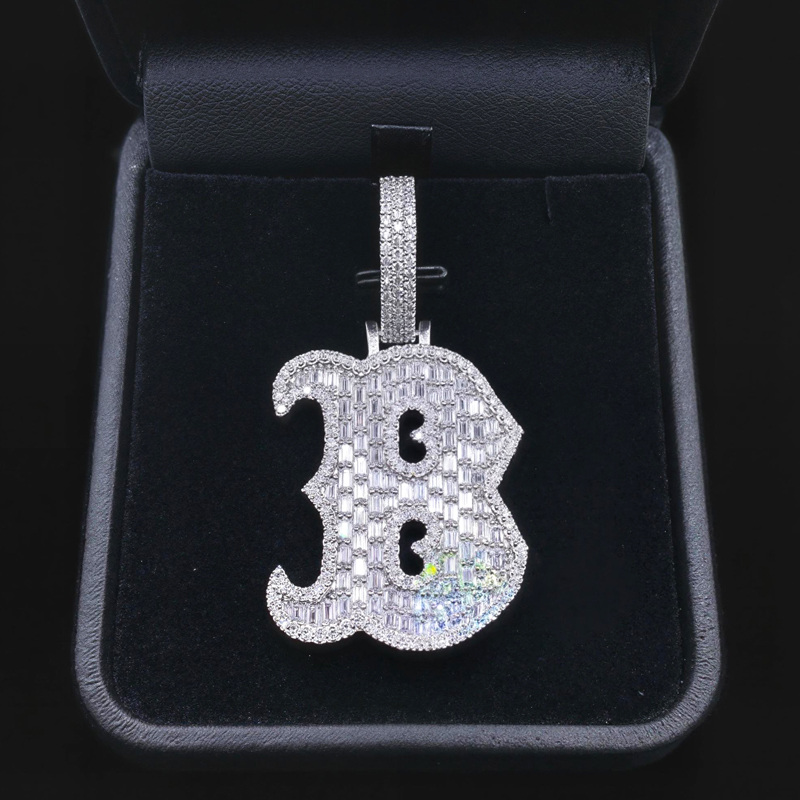 Iced Baguette Letter ‘B’ Pendant Iced Baguette Letter ‘B’ Pendant