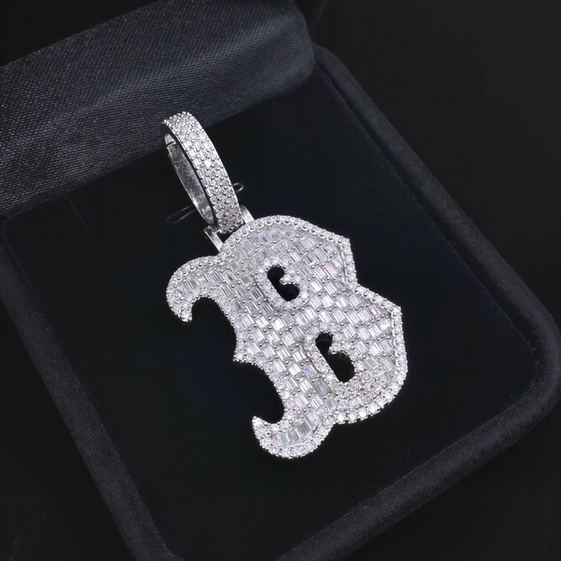 Iced Baguette Letter ‘B’ Pendant Iced Baguette Letter ‘B’ Pendant