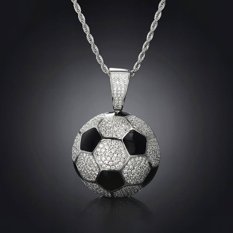 Iced 3D Soccer Ball Pendant in White Gold Iced 3D Soccer Ball Pendant in White Gold