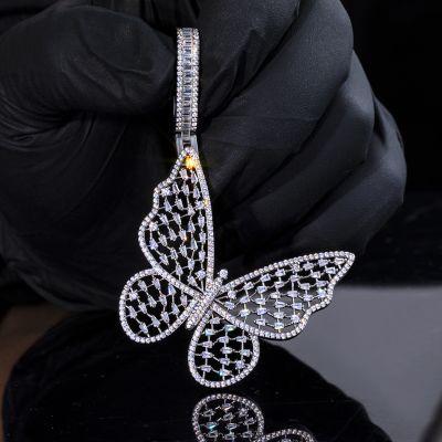 Sparkling Baguette Studded Butterfly Pendant