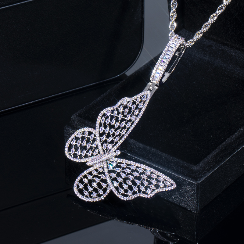 Sparkling Baguette Studded Butterfly Pendant