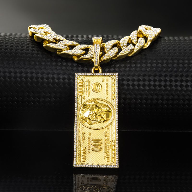 Iced Hundred Dollar Pendant in Gold