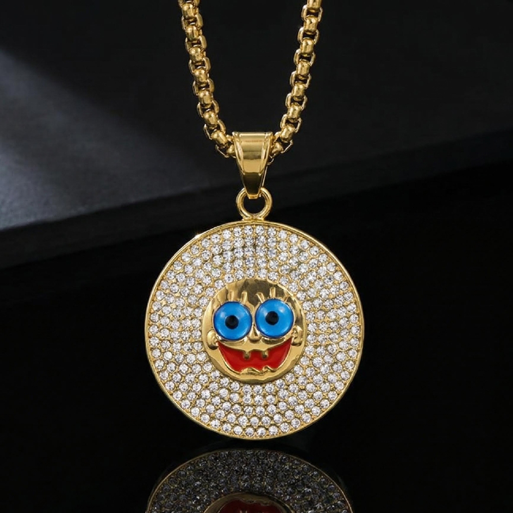 Micro Pave Round Cartoon Figure Pendant Micro Pave Round Cartoon Figure Pendant