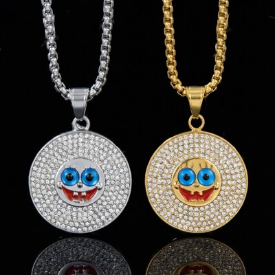 Micro Pave Round Cartoon Figure Pendant