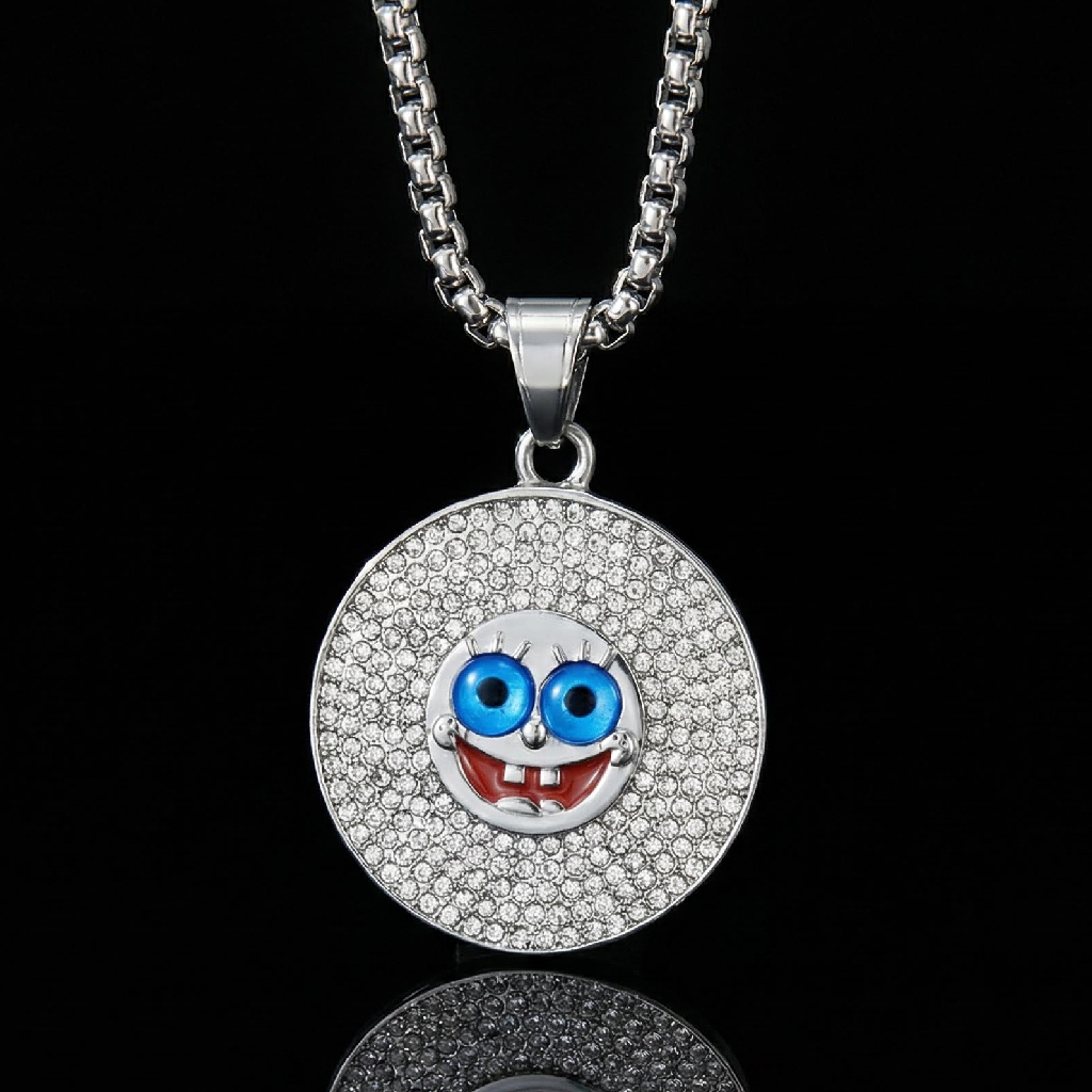 Micro Pave Round Cartoon Figure Pendant Micro Pave Round Cartoon Figure Pendant