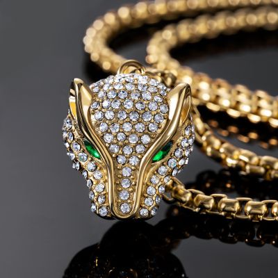 Iced Emerald Eyes Panther Pendant