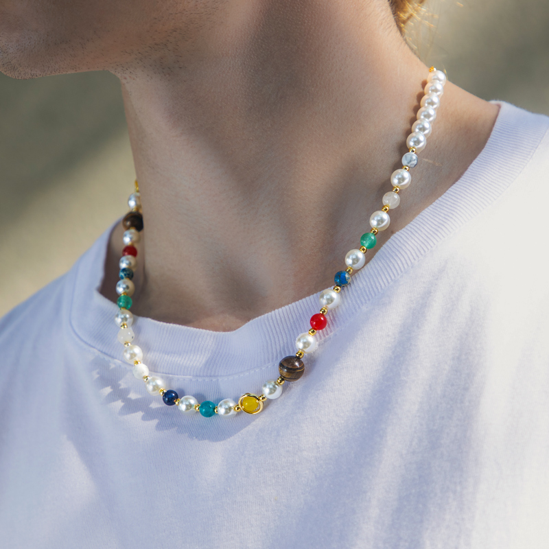 Universe Solar System Pearl & Healing Stones Chain