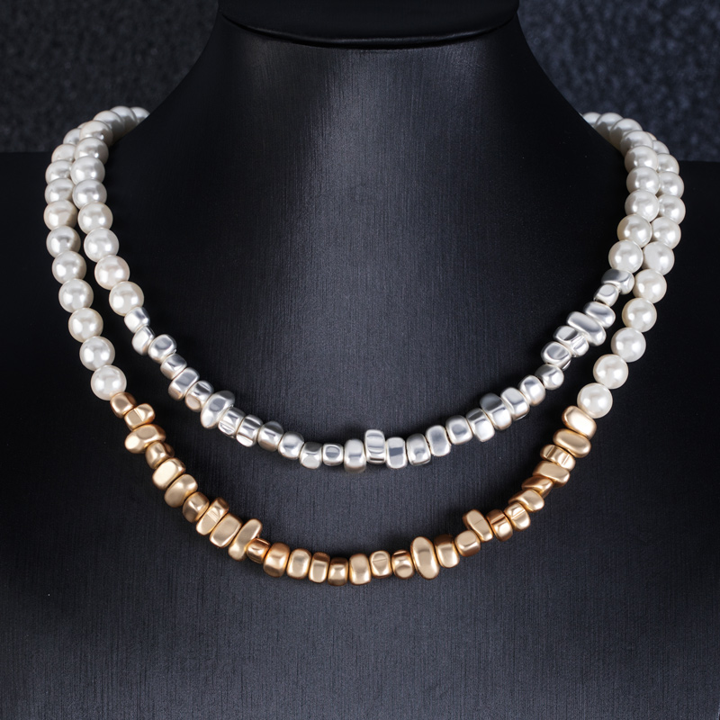  Frosted Black Gallstone Pearl Necklace