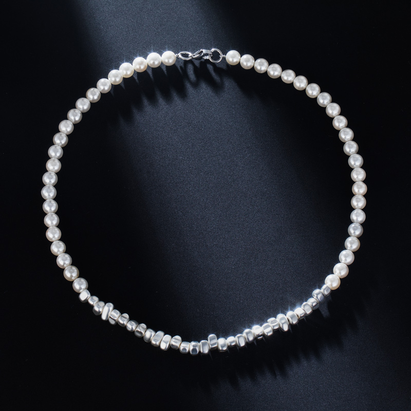  Frosted Black Gallstone Pearl Necklace