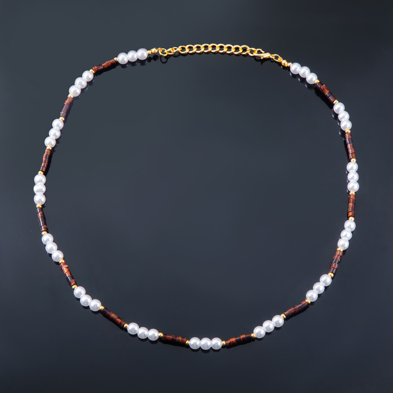  Tiger Eye Stone Pearl Adjustable Chain