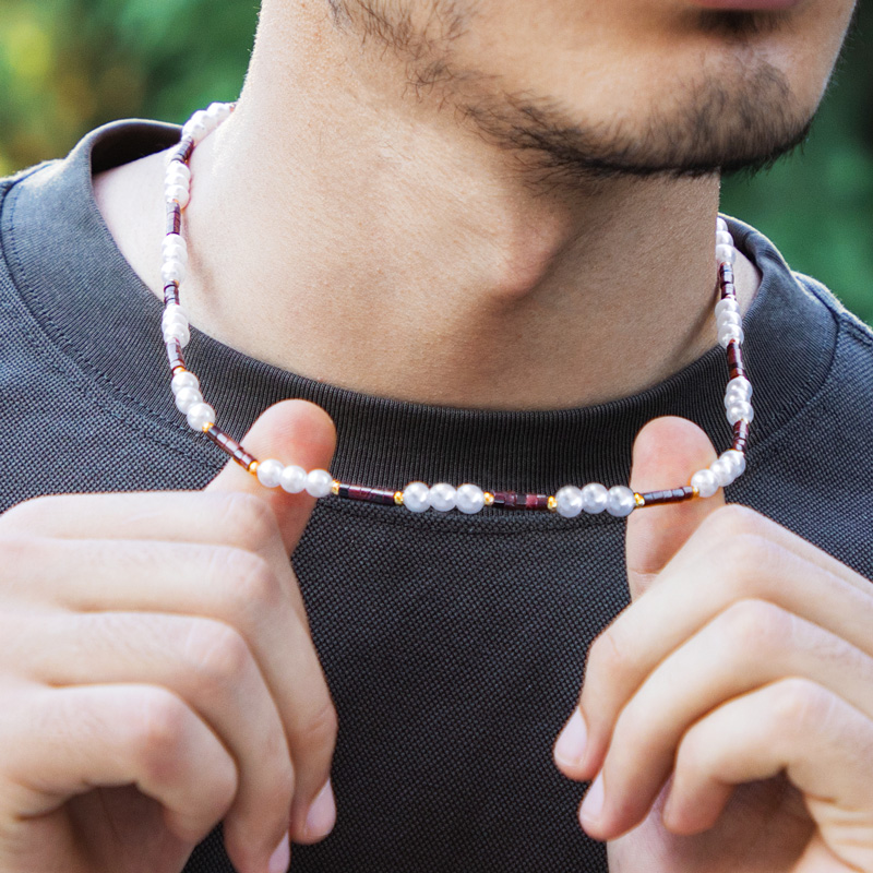  Tiger Eye Stone Pearl Adjustable Chain