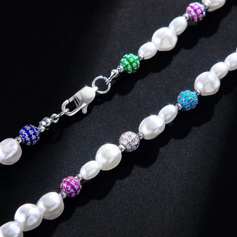  Irregular Pearls & Iced Multi-colour Ball Chain