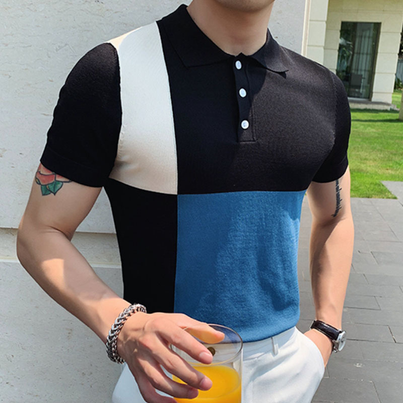 Black Colour Block Polo Shirt