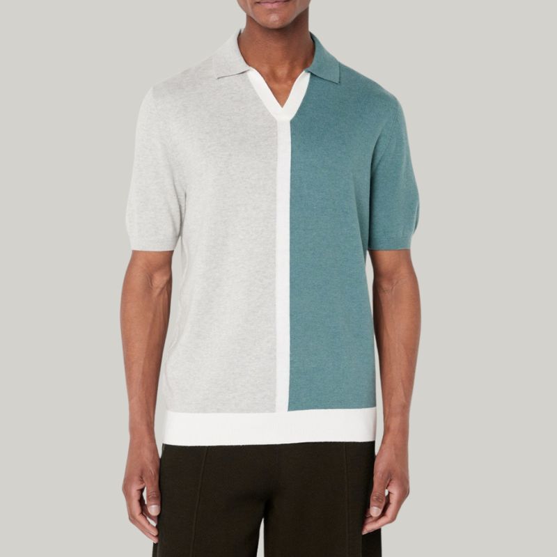 Casual Lapel Collar Contrast Polo Shirt